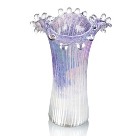 Modern Glass Flower Vases for Tables Centerpieces, Wide Mouth, Large Decorative Vases for Home Decor Gift for Mom (Purple and White)