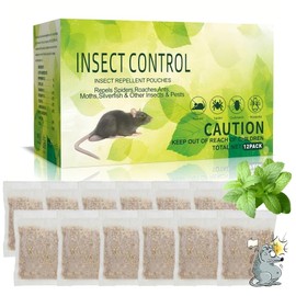 Mouse Repellent Pouches, 12 Pack Rodent Repellent, Natural Peppermint Oil Squirrel, Rat & Mole Deterrent for Indoor/Outdoor Use, Effective for Home, Car, RV, Garage, Garden, Basement
