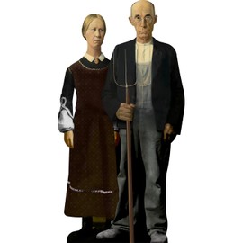 H79516 Grant Wood American Gothic Farmer and Wife Full Body Cardboard Cutout Standee Standup