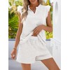 MEROKEETY Women's Summer Two Piece Short Sets Ruffle Sleeve V