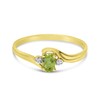 14k Yellow Gold Oval Peridot And Diamond Ring (Size 7)