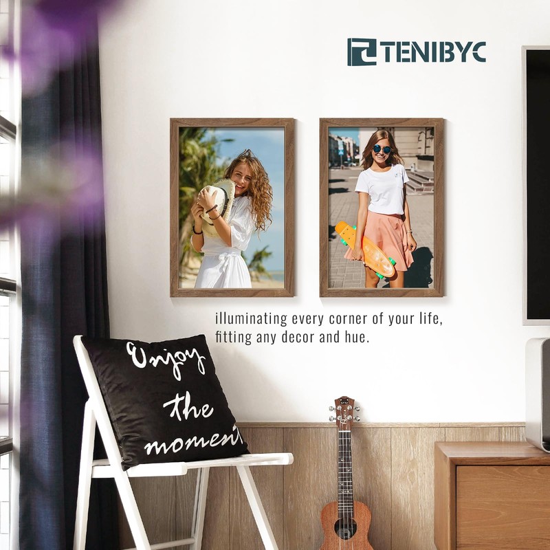 TENIBYC 12x18 Frame Set of 4, Brown Grain, Walnut Wood