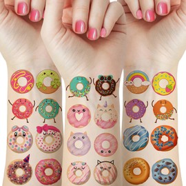 12 Sheet Donut Temporary Tattoos for Kids – 72 Cute Designs | Waterproof Birthday Party Supplies for Donut Theme, Ice Cream Parties & Sweet Sassy Decorations