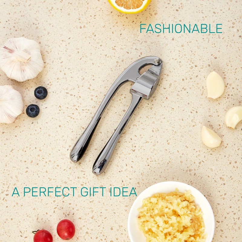 HiramWare Garlic Press, Premium Rust Proof Kitchen Garlic Mincer Crusher