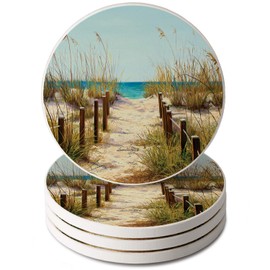 CounterArt Beach Path Absorbent Coasters (Set of 4)