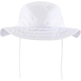 Connectyle Kids' UPF 50+ Safari Hat, UV Protection, Hat, Kids, Kindergarten & School, Adjustable, Sun Hat, White