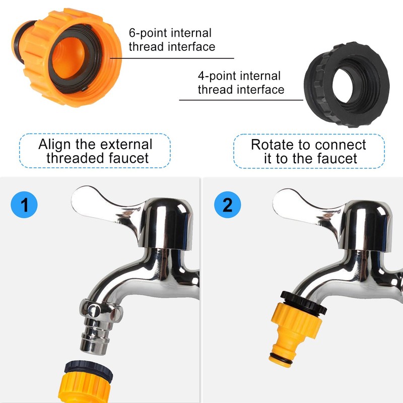 Pack of 3 Tap Connector, Garden Hose Connection Adapter, 1/2