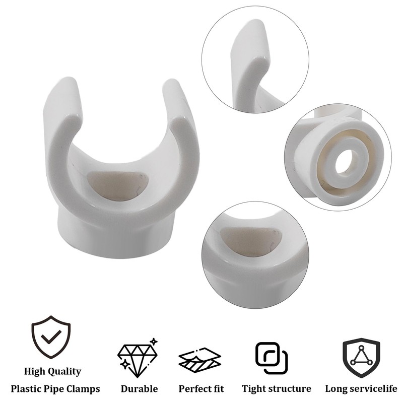 PDETVEO 50Pcs 1 Inch PEX Pipe Clamp Clips, White Plastic