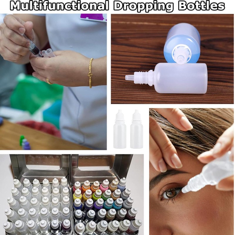 Recogwood 5pc 50ml Plastic Dropper Bottles, Translucent Squeezable Eye Dropper
