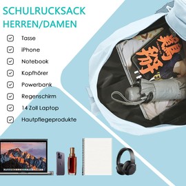 Clufar School Backpack Teenager Boys Girls Waterproof Backpack Men Women for School Daypack School Bag School Bag School Bag Large for Causal Travel Travel, blue