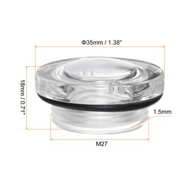 HARFINGTON Air Compressor Oil Sight Glass M27 x 1.5mm Male Liquid Level Gauge Plastic Round Head Oil Indicator Window with O-Ring for Air Compressor Fittings Gearbox Tanks, Transparent