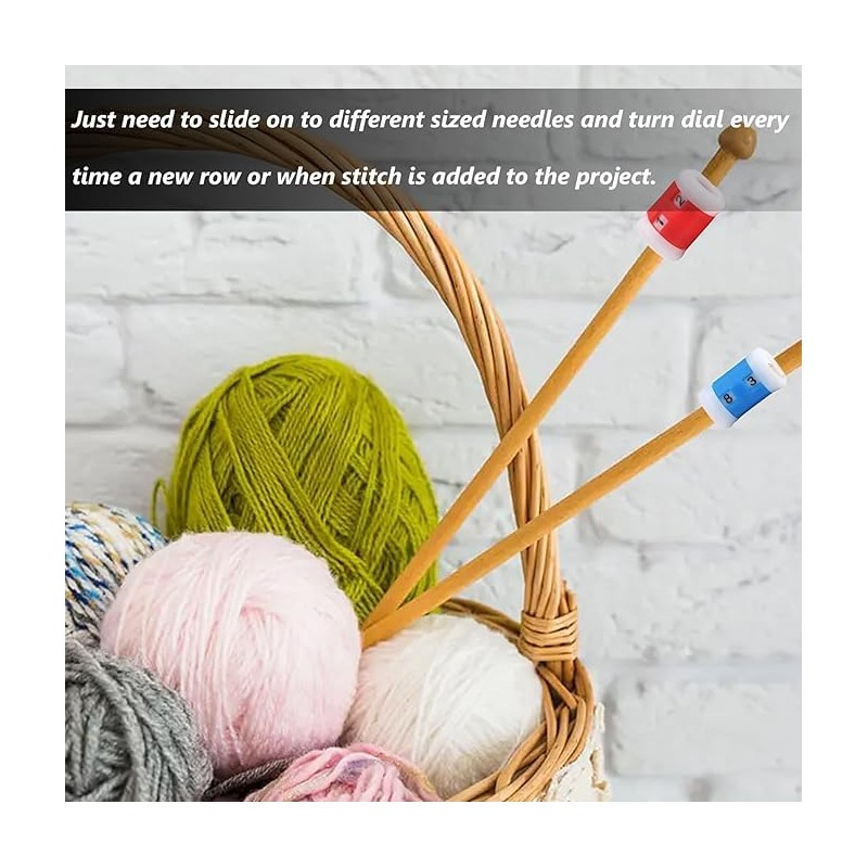 Pack of 4 Plastic Knitting Needles Row Counter 2 Sizes