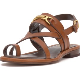 Vince Camuto Women's Lenni Flat Sandal, Caramello, 7