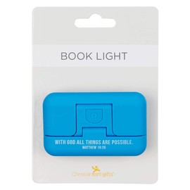 Christian Art Gifts Adjustable LED Book Light w/Magentic Clip & Inspirational Scripture: All Things are Possible - Matthew 19:26 for Reading, Sewing, Travel, Adjustable Bright, Dim, Pulse/Strobe, Blue