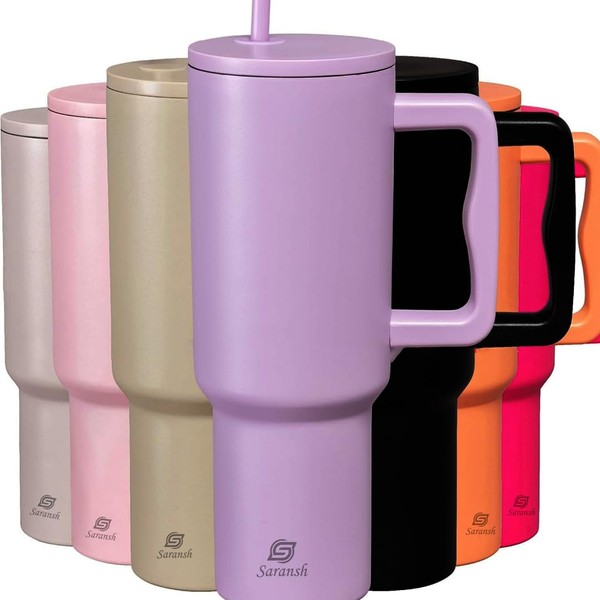 Saransh 40 oz Tumbler with Handle and Straw: Premium Insulation,