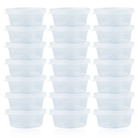 LAMXD Slime Storage Containers 24 Pack, Leakproof Clear Plastic Foam Ball Storage Cups Storage Jars Containers With Lids Slime Pots Tubs