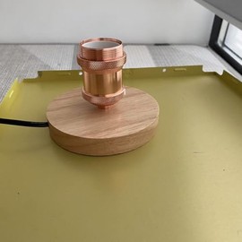 WOPARU Wood Table Lamp Base,Small Oak Wood Dimmable Desktop Light Sockets Base,Vintage E26/E27 Edison Screw Light Bulb Holder Base ，5.57ft Cord on/Off Switch with US Plug (Rose Gold)