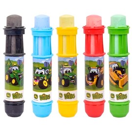 John Deere Chalk Holders - Washable Sidewalk Art| 5 Holders | 5 Jumbo Colored Chalk | Indoor and Outdoor Toy for Kids and Toddlers