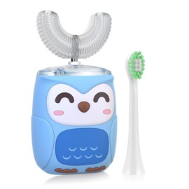 Kids Electric Toothbrush, Ultrasonic Autobrush Toothbrush Kids with 6 Modes, Whole Mouth Baby Toothbrush, IPX7 Waterproof, U Shaped Toothbrush for Children & Toddlers (2-6 Year) (Light Blue)