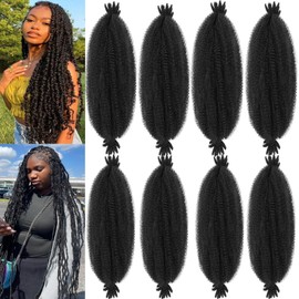 Twist Hair Springy Afro Twist Hair Pre Fluffed Spring Twist Hair Pre Stretched Wrapping Hair for Soft Locs Hair Extensions (1B#, 18 inch Pack of 8))
