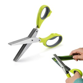 Coollooda Kitchen Scissors 5 Blade Shredder Scissors Shredder Scissors Kitchen Scissors Stainless Steel Shredder Shredder Scissors Fresh Herb Mint Parsley Scissors Scissors for Cutting Personal