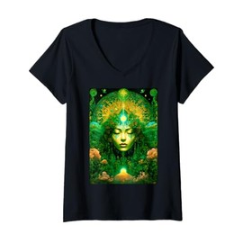 Womens Ayahuasca - Divine Shamanic Rebirth in the Sacred Rainforest V-Neck T-Shirt