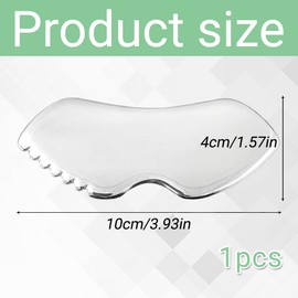 1PCS Metal Gua Sha Silver Gua Sha Metal for Jawline Cellulite and Puffiness for Gua Sha Stainless Steel Metal Lymphatic Drainage Massage Suitable for Face Eyes Neck Body(10 x 4 CM)