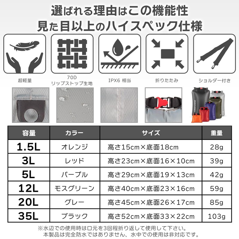 TRAVICE 防水バッグセット サウナ スパ 温泉 銭湯 ジム プール アウトドア キャンプ