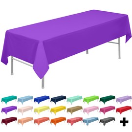 PARTY ULYJA Purple Tablecloths Plastic 3-Pack Premium 54 Inches x 108 Inches Disposable Table Covers Decorative Table Cloths for Rectangle Tables
