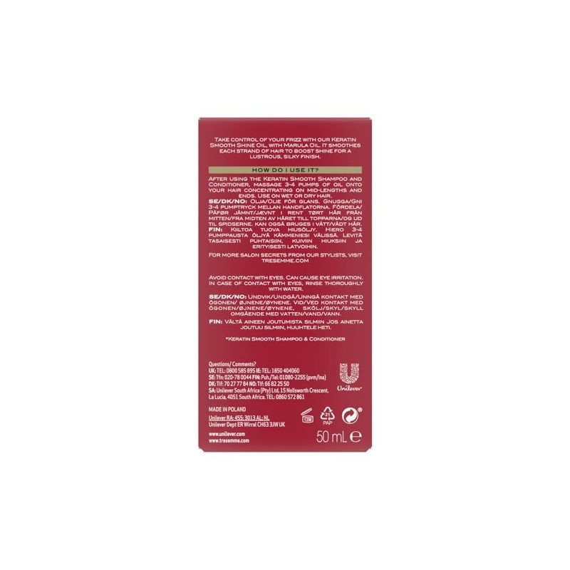 Dove TRESemme Pro Collection Keratin Smooth Oil,50 ml (Pack of