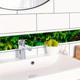 HOMETITUTE Wallpaper Border 4x196 Inch Peel and Stick Wall Border Wallpaper Border Self Adhesive Tropical Leaf Wall Trim for Bathroom Kitchen Mirror Frame Backsplash Entryway Laundry Room Decor