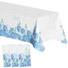 3 Pack Blue Floral Disposable Plastic Tablecloths, 54 x 108
