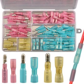 Feggizuli 110pcs Heat Shrink Bullet Wire Connectors Kit, Waterproof Bullet Terminals Connectors Female & Male Wire Crimp Terminals, Marine Grade Bullet Terminals