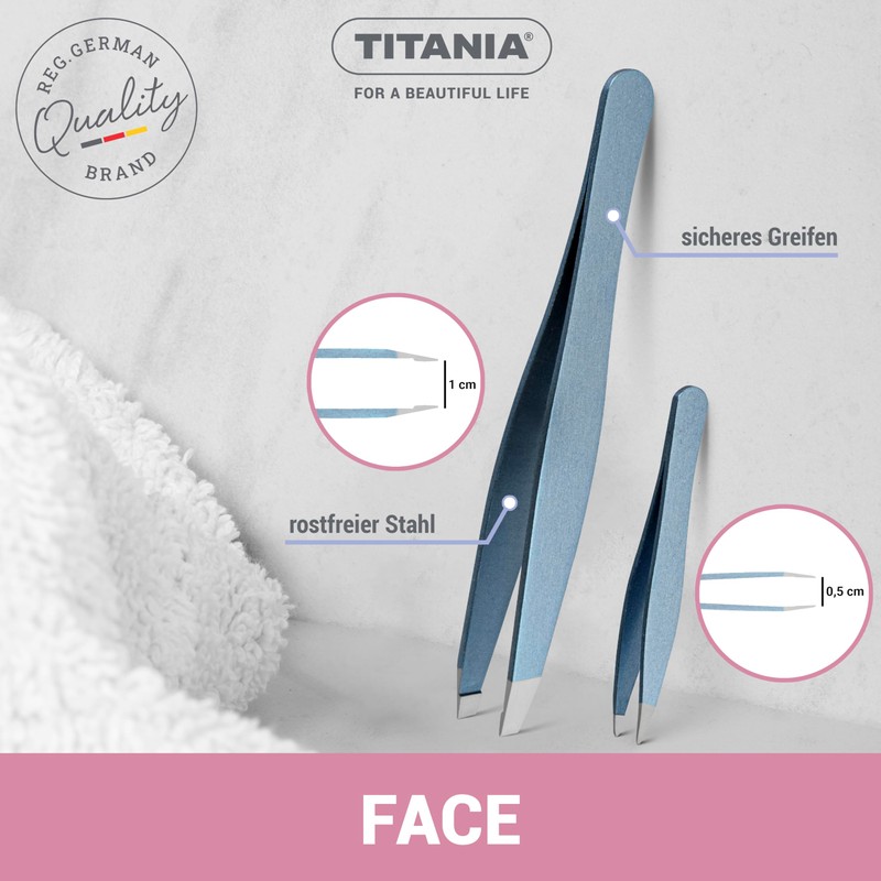 TITANIA® Tweezers Set - Stainless Slicker Tweezers with Slant Tip