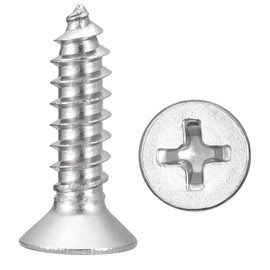 METALLIXITY Countersunk Phillips Wood Screw (#10x3/4) 20Pcs, 304 Stainless Steel Coarse Thread Phillips Drive Flat Head Wood Screws - for Furniture Installation Repair, Silver