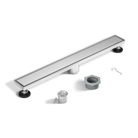 NEODRAIN 28 Inch Recessed Tile-In Brushed Stainless Steel Linear Floor Drain Dropship FriendlyMaterial: Stainless Steel, Color: Silver