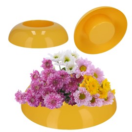 KADAX Ikebana Plastic Ikebana Vase, Flower Pot, Flower Bowl, Japanese Flower Holder for Sunflowers, Ikebana Flower Vase, Flower Arrangements (Diameter 9.5 cm, Round, Yellow)