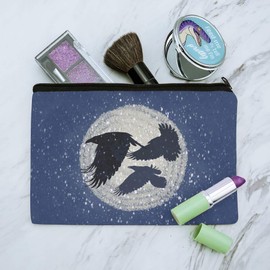 Ravens Flying Through Snow Makeup Cosmetic Bag Organizer Pouch