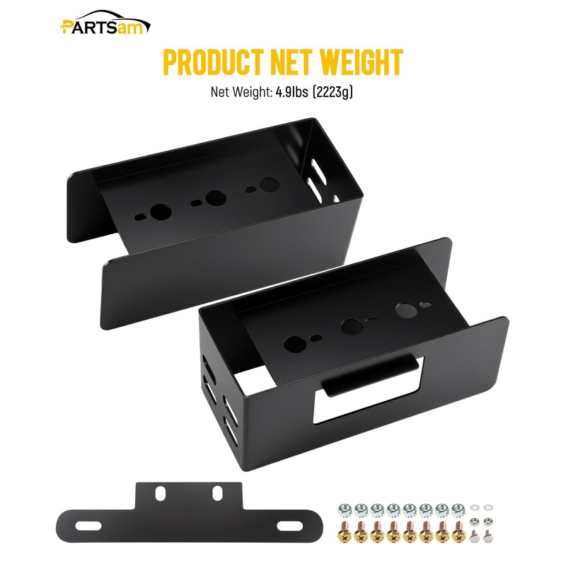 Partsam 1 Set Rectangle Black Trailer Tail Light Mounting Box