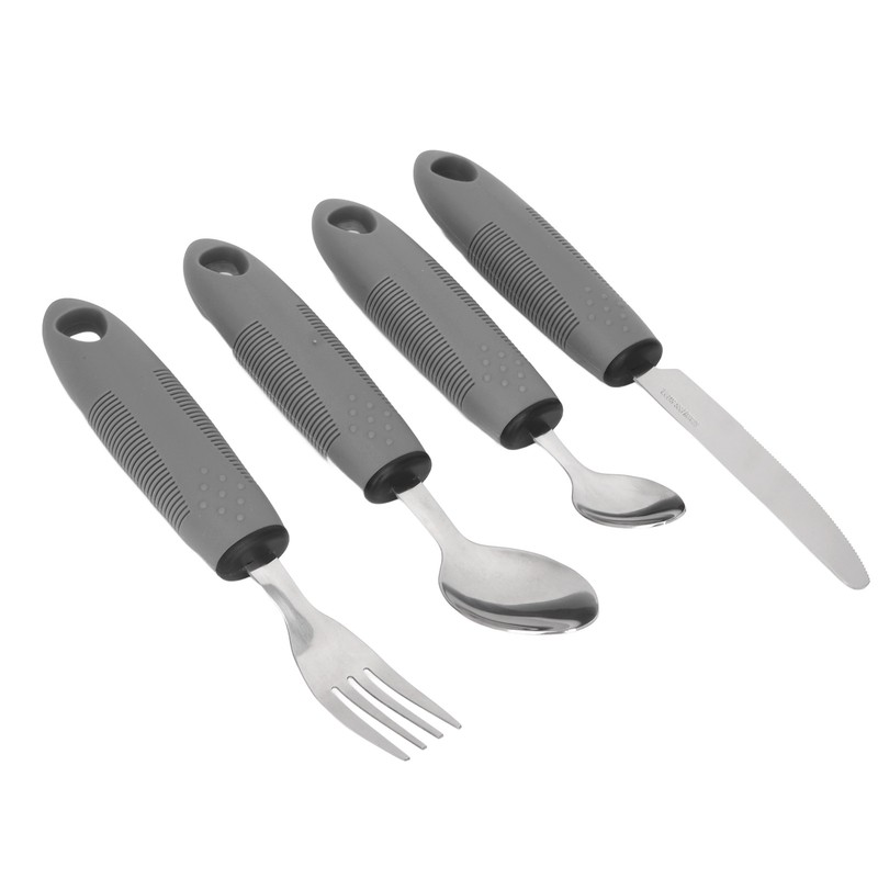 4Pcs Adaptive Utensils Weighted Non Slip Rubber Handle for Hand