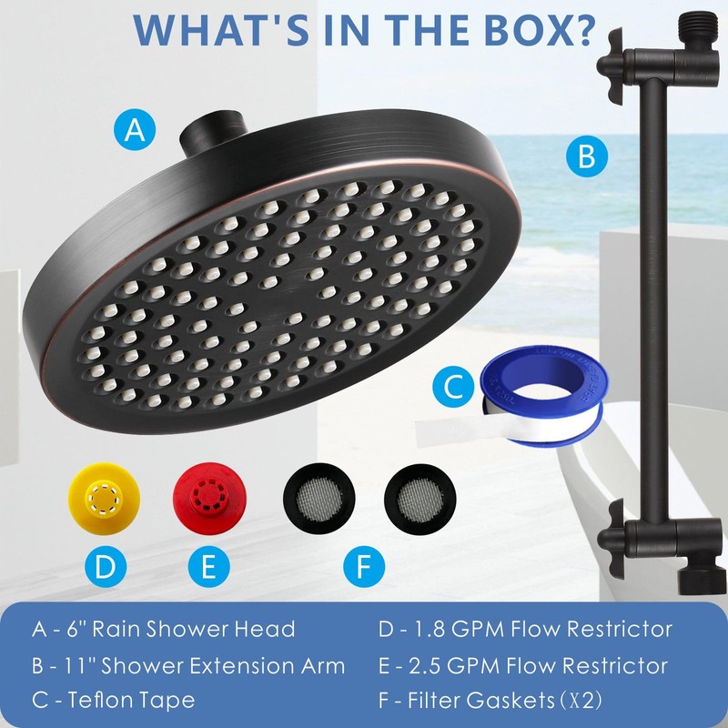 Voolan Rain Shower Head with Extension Arm - High Pressure