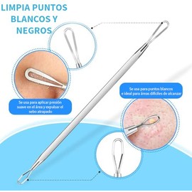 Triko Extractor de Puntos Negros y Espinillas, Herramienta 2 en 1 de Grado Quirúrgico para Eliminación de Acné y Puntos Negros, Skincare, Kit Removedo