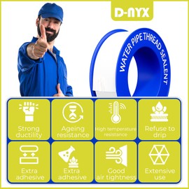 D-NYX 4 Rolls 1/2 Inch(W) X 520 Inches(L) Teflon Plumbers Tape, Duct Sealant Tape for Shower Head, Plumbing Thread Tap, Water Pipe Sealing Plumbers PTFE Thread Seal (5 Pack)