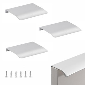 Cabinet Handles Aluminium Bright Cabinet Handles Hidden Modern Furniture Handles Hidden Cabinet Handles Concealed Handles for Kitchen Cabinets Aluminium Alloy Handle Matte Silver Pack of 3