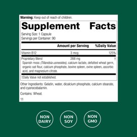 Standard Process - for-Til B12 - Vitamin B12 Supplement for Brain & Nervous System Support - Immune Health & Cellular Function - Non-Dairy & Non-Soy Supplement - 90 Capsules