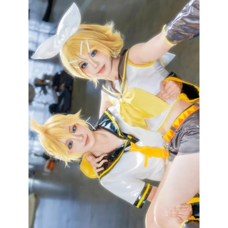 Short Blonde Anime Cosplay Wig Male Blonde Virtual Singer Costume