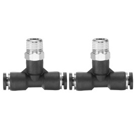 HARFINGTON 2pcs Air Line Fitting 5/32" Tube OD x NPT 1/8" Male Thread Push to Connect Branch Tee Pneumatic Branch Tee Quick Push to Connect Air Line Hose for Water Air Oil Pipe