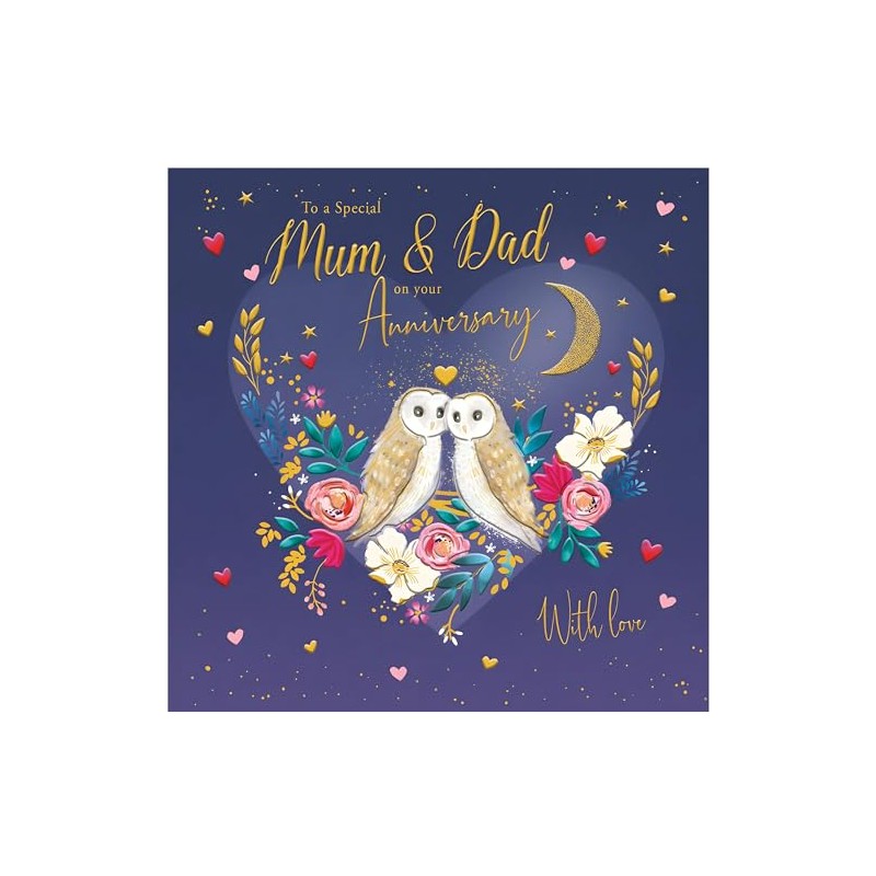 Noel Tatt Special Mum and Dad Anniversary Card - Owls