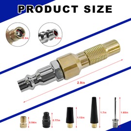 BWBWND 7PCS Heavy Duty Brass Air Nozzle with Quick Connector, Screw On Tire Inflator Chuck Air Needle w/Adapters, No Break Ball Needle Twist-on Chucks for Tire Inflator Gauge Compressor