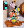 Hand-Painted Ceramic Honey Jar, 8 oz Honey Pot with Dipper